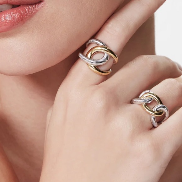 NWT Judith Ripka Fine Jewelry Interlocking Eternity Ring with 18K Gold - 6 - Picture 13 of 15